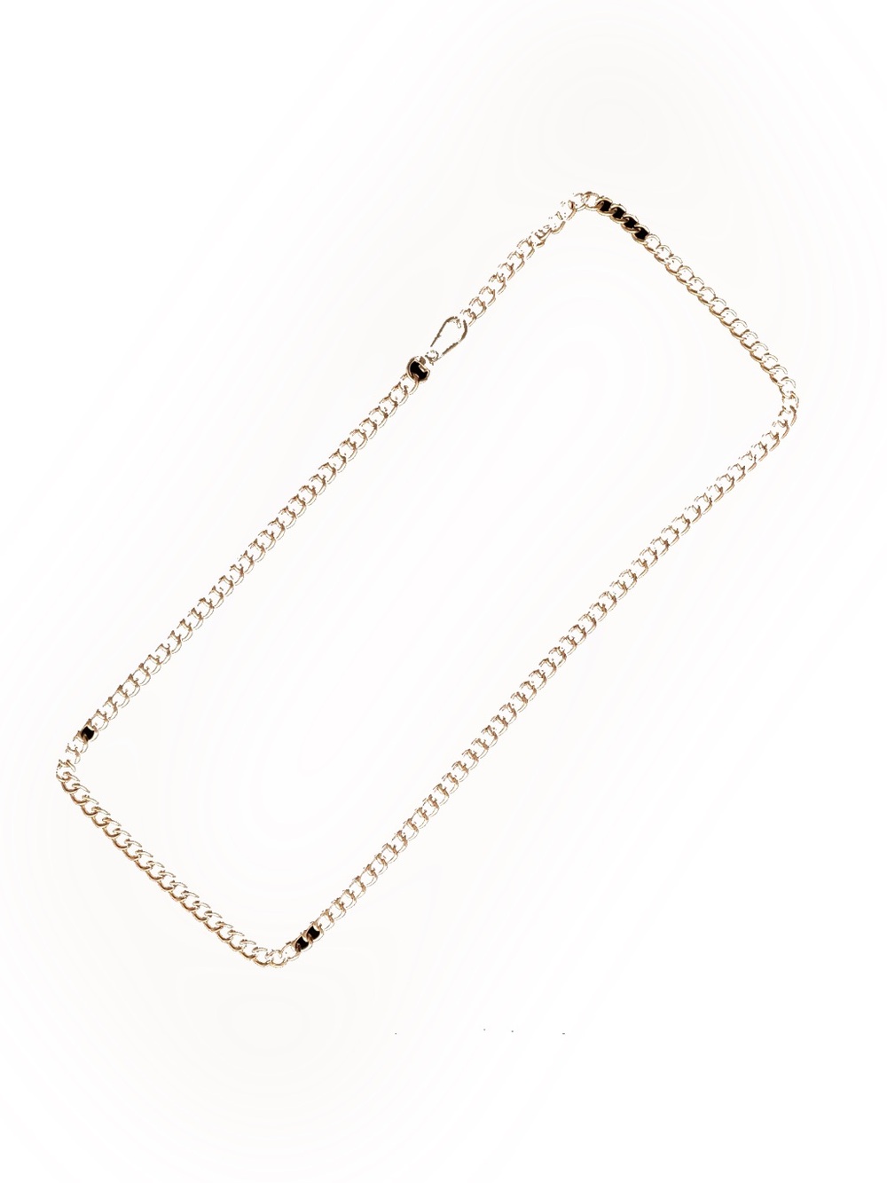 Polished Gold-Tone Flat Curb Chain Necklace with Hook Clasp